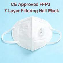 10 chiếc/gói khẩu trang chống bụi, 7 lớp bảo vệ, đạt chuẩn FFP3, chứng nhận CE, dây đeo tai điều chỉnh được, van thở, khẩu trang màu trắng. - A - Xem 2