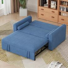 Jooli H 2 Seater Sofa Bed, 3-In-1 Convertible Pull Out Sleeper Sofa With 3-Position Adjustable Backrest, Side Pockets For Living Room, Guest Room, Blue - Blue - Two-seater - View 10