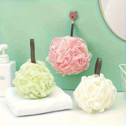 [Bubble Bath Spheres] 1pc/3pcs Of Bubble Bath Spheres, Lace Bath Spheres, Bath Blossoms, Scrubbing Bath Spheres, Versatile Massage Bath Spheres, Equipped With Hanging Loops, Adorable Ultra-Soft Non-Slip Foam Body Scrub Towels, And Facial Cleansing Spa Bath Blossoms