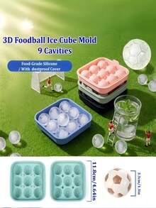 2pcs/1pc 2026 Football Shaped Silicone Tray, 9-Cavity Silicone Soccer Ball Ice Mold, 3D Football Ice Mold With Funnel, Suitable For Cocktails, Bourbon, Whiskey, Vodka, Gifts For Men, Silicone Fun Shaped, 3D Football Design, Reusable, Party Essential, Football Fan Gift, Fun Kitchen Tool, Summer Essential, Tableware, Kitchen Supplies, Kitchen Essentials, Kitchen Accessories, Holiday Essential, Travel Essential, Picnic - Multicolor - View 3