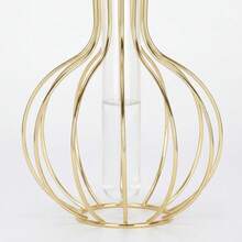 1 peça Vaso de flores moderno estético geométrico em metal e vidro com tubo de ensaio, vaso decorativo nórdico em forma de lâmpada vazada para capim-dos-pampas e flores artificiais, decoração para casa, sala de estar, quarto, cozinha, escritório, casamento, Páscoa, primavera, centro de mesa - A - Ver 4