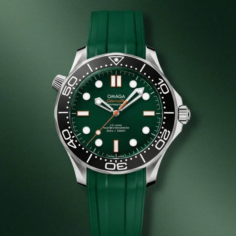 OMEG Men's Watch, Steel, Silicone Strap, Calendar, A+ Quality - D - Xem 1