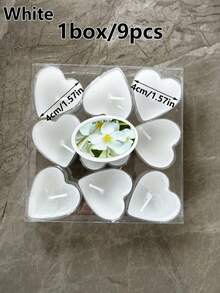 9pcs Heart Shaped Scented Candles For Proposal And Birthday,Room Decor,Gifts Graduation - White - View 5