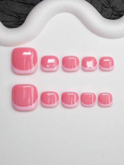 14pcs/Set Handmade Y2K Baddie Style Nail Stickers, Nude & Pink Color French Tip Design, Glitter Nail Decals Suitable For Party, Wedding, Daily Wear, Includes Accessories, Great Gift For Women & Girls (4 Spare Nails Included)