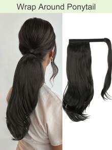 16 Inch Wrap Around Ponytail Hair Extensions For Women, Curly Wavy Synthetic Clip In Ponytail Hairpiece, Multi-Layered Natural Look Fake Hair With Combs, Soft & Lightweight - Multicolor - View 11