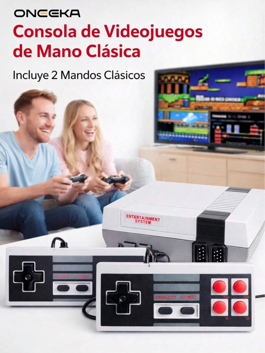 ONEEKA Classic Retro Game Console With 2 Classic Controllers, AV Output, 620 Built-In Games - Czarne i Białe - Zobacz 1