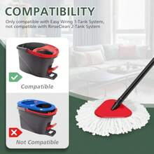 4 Pack Spin Mop Refill Replacement Head Compatible With EasyWring Spinning Mop With 1 Swivel Mop Base 100% Microfiber Deep Cleaning Machine Washable - White 1-Tank System - 拖把 4 件組底座 1 件 - 查看 3