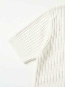 Men's Short Sleeve Knit Sweater, Casual Striped Polo Collar Pullover Knitwear Top For Spring Autumn - White - View 5