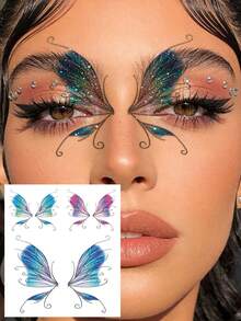 STARTTOOS Glitter Gradient Colorful Tattoo Stickers Y2K Shiny Vibrant Butterfly Pattern Small Arm Tattoo Stickers, DIY Wrist Ankle Shoulder Neck Collarbone Body Temporary Tattoo Stickers - Multicolor - View 4