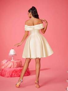 Elegant White Strapless A-Line Party Dress, Dignified Formal Teenage Dress, Sweet Design Wedding And Prom Dress, Cocktail Dress, Short Homecoming Dress Spring - Milk White - View 2