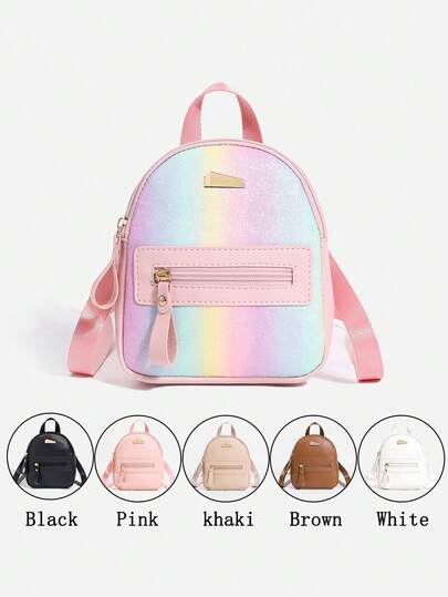 1pc Classic Backpack For Girls, Adjustable Shoulder Strap, Front Zipper Pocket, Available In Multiple Sizes, Suitable For Daily School & Gatherings, Great Gift