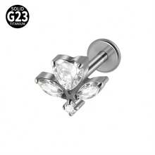 1件 G23 钛金属 CZ 邪恶唇钉 16G 内螺纹 心形/花朵耳廓耳骨耳钉 耳骨穿孔饰品 - 如圖 - 查看 28