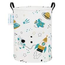 A Bin Canva Fabric Collapible Organizer Baket For Laundry Hamper Toy Bin Gift Bake  Clothe Baby  Round Pace Atronaut - Một phi hành gia vũ trụ - Xem 8