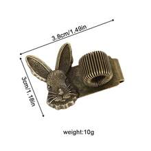 AHCRAFT 1pc Vintage Rabbit Theme Universal Portable Metal Pen Holder, Spring-Loaded Classical Color Rabbit Head Decor Portable Metal Clip, For Planner, Notebook, School, Teacher, Student, Office Supplies - Rabbit Shape - View 2