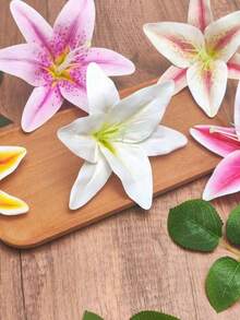 Exquisite 5pcs Lily Flower Hair Clips Hawaiian Style Artificial Flower Hair Accessories For Back To School Holiday Beach Party Summer Tropical Floral Wedding Girls Festival Gifts Hair Claws Hairpin 82O6 - 粉色 - 查看 5