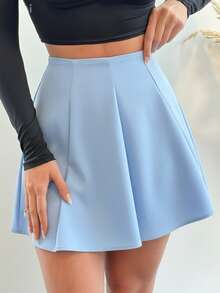 Women's Pleated Skirt - Baby Blue - View 8