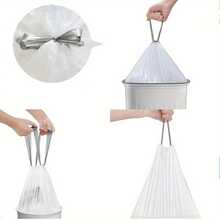 100pcs (5 Rolls) Thick Drawstring Trash Bags - Leak-Proof Kitchen, Bathroom, Home & Office Use, Durable Disposable Garbage Bin Liners - A - View 7
