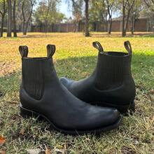 Botin vaquero de piel Grabado De Venado para hombre color miel Dubai Botas Comodos Premium Botines - Negro - Ver 6