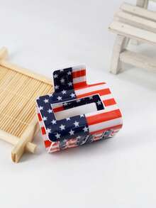 1/3 chiếc kẹp tóc hình vuông rỗng 5cm in cờ quốc kỳ, làm bằng chất liệu giả da PVC, thích hợp cho ngày Quốc khánh 4 tháng 7 và sử dụng hàng ngày. - Nhiều màu - Xem 10
