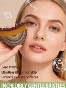 1pc Face Lifting Lymphatic Drainage Massage Brush, Jawline Sculptor & Neck Contouring Beauty Tool, Soft Bristles For Sensitive Skin With Travel Storage Case - Multicolor - View 3