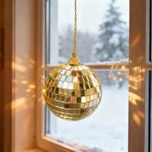 15cm/5.97inchGold Mirror Disco Hanging Ball Ornaments, Hanging Balls For Party Or DJ Lighting Effects, Home Decor, Stage Props, Christmas Tree Wedding Birthday Party Accessories Gold - 1PC - View 2