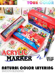 12-168 Colors Professional Acrylic Marker Pens, 1-5mm Soft Brush Tips, Vibrant Colors, Gift Box Packaging, Large Capacity Ink, DIY Planner Brush Pens Set, Back To School Gift For Students And Friends - Markers - View 8