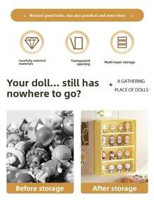 1/120盲盒展示柜，壁挂式展示柜，透明亚克力可动人偶展示架，防尘娃娃玩具收纳盒，无需钻孔 - 彩色 - 查看 9