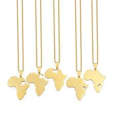 1Pc 3CM Stainless Steel Jewelry Nigeria Ghana Morocco Cameroon Map Pendant Necklaces - Yellow Gold - View 5