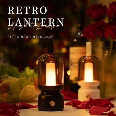 1 Đèn lồng cắm trại di động cổ điển có thể sạc lại, đèn LED trang trí kiểu retro với điều khiển cảm ứng và hiệu ứng ngọn lửa lập lòe, đèn ngủ nhẹ cho phòng ngủ, phòng khách, ký túc xá, bàn làm việc, phòng học, ngoài trời.