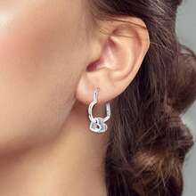 S925 Silver Luxury Zirconia Earrings: Sweetheart-Style Openwork Heart Geometric Double Hoops-Unique, Sophisticated, And Versatile For Work Or Dates - Multicolor - View 8