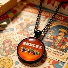 Roblox 1pc New Cartoon Necklace, Unisex Decorative Necklace With Cute Round Pendant, Fashionable Accessory, Ideal Gift For Birthday, Party, Holiday - Roblo Necklace (Red) - View 7