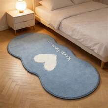 1pc Blue & White Asymmetrical Heart Shaped Rug, Decorative Carpet, Bedroom Decor, Small Rug, Carpet, Home Decor, Living Room Rug, Living Room Small Rug, Bedroom Rug, Living Room Home Decor, Outdoor Rug, Washable Rug, Thick Rug, Plush Rug, Autumn/Winter Rug - Multicolor - View 6