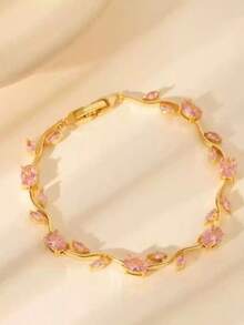 1pc Luxury Elegant High-End Personalized Multi-Color Zirconia Stone Bracelet, Suitable For Women's Daily Wear And Gift - Chain Bracelet - View 4