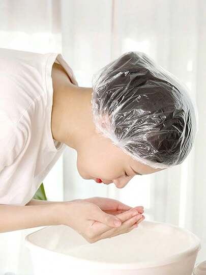 100 Pcs Transparent Shower Cap Clear Hair Protection Cap Suitable For Salons, Spas, And Home Use - Leak-Proof Bathroom And Travel Hair Cove