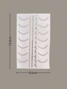 1pc Icy Silver Crescent Moon Water Drop Rhinestone Eye Makeup Sticker! Curved Rhinestone Decor For Stage Makeup, Creative Makeup Atmosphere Enhancer, Easy To Achieve Chic Makeup Look! Y2K, Face Glitter, Carnival, Facial Decoration,Concert Look,Face Gems - Multicolor - View 7