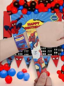 Bộ 12 vòng đeo tay chủ đề Người Nhện Marvel dùng cho tiệc sinh nhật, trang trí ngày lễ. Đồ trang trí và quà tặng sinh nhật, bộ vòng đeo tay phù hợp với trang phục dự tiệc, phụ kiện độc đáo, quà tặng hoàn hảo cho sinh nhật, lễ hội, cũng rất tuyệt vời để làm quà nhét vào tất Giáng sinh. - Vòng tròn tát hình con nhện - Xem 1