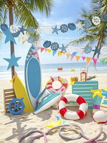 12pcs Wooden Starfish & Shell Decor, Carved Seashell & Starfish Art Pieces, Ocean Theme Wall Decor For Summer, Holidays, Birthdays, Home Accents, Graduation Ceremony (12pcs/Set) - A - View 5