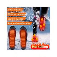 1 Pair Full Foot Coverage Electric Heated Insoles, USB Plug Design, Comfortable Fit, Overheat Protection Fabric, Suitable For Skiing, Camping And Hunting - Black - View 11