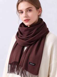 1pc Women's Solid Color Fringe Lightweight Scarf, Minimalist Elegant Thin Soft Shawl, Beach Resort Sun Protection, Versatile Neck Wrap, Ideal Mother's Day Gift, Holiday, Travel Essential - Multicolor - View 3