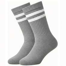 KIT OF 6 PAIRS OF MEN'S HIGH-TOP COTTON SOCKS NOVA ERA CODE: 3110. - Gray and Black and White - View 7
