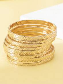 Bộ 12 vòng tay xếp chồng hình chữ W bằng kim loại sang trọng, đa năng. - Nhiều màu - Xem 3