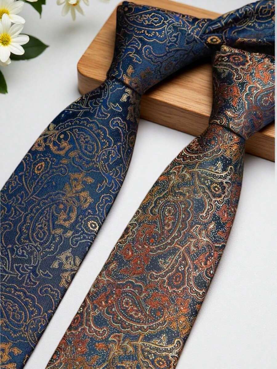 1pc Paisley Print Necktie, Suitable For Casual, Business, Party Occasions - Multicolor - View 1