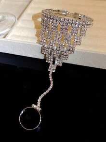 1 chiếc vòng tay đính đá hình học rỗng, kiểu dáng tối giản, thanh lịch và sang trọng dành cho nữ. - Nhiều màu - Xem 6