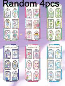 Holographic Collage Decorative Sticker Set - Vintage Window & Flower Pattern - Cute DIY Decorative Stickers Suitable For Crafts And Photo Albums - Multicolor - View 9