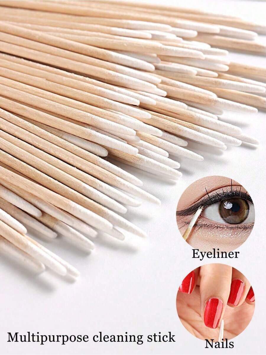 100/200/500/1000 chiếc Tăm bông nhọn chuyên dụng cho xăm hình, tăm bông dùng một lần, tăm bông nhỏ dùng cho kẻ mắt và làm đẹp. - trắng - Xem 1