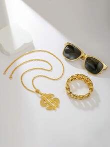 5件套 60年代 70年代 80年代 90年代 嘻哈太阳镜 + 手链 + 项链 嘻哈服装配饰 派对用品 说唱歌手 男女通用 嬉皮士 复古首饰 - 彩色 - 查看 7