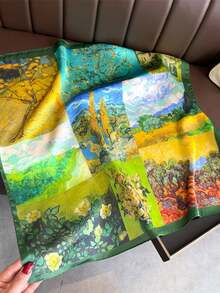 1 chiếc khăn bandana in họa tiết tranh sơn dầu hình tứ giác, thích hợp cho bãi biển, kỳ nghỉ. - Nhiều màu - Xem 14