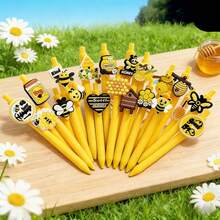 1/6/10pcs Cute Bee Series Ballpoint Pens, Adorable Writing Stationery Pens, Creative Signature Pens, High-Quality Yellow Cute Bee Style, Suitable For Office, School, Classroom Rewards, Back To School Gifts, Birthday Gifts - Sets - View 1