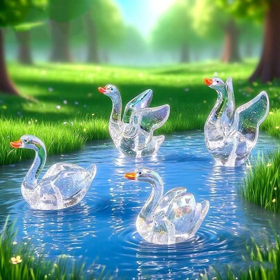1 Pc Micro Landscape Creative Electroplated Swan Water Landscape, Gardening Landscaping Diy Decorations Mini Small Ornaments, Garden, Water, Pond, Desktop Decorations