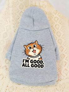 1 chiếc áo hoodie màu xám cho thú cưng, áo nỉ ấm áp lót lông cừu, thiết kế hình mèo hai chân, chống rụng lông, thích hợp cho các giống chó nhỏ như Poodle, Bichon Frise vào mùa thu/đông. - Xám - Xem 8